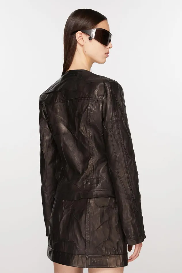 Acne Studios Creased Leather Jacket Black Women Outerwear