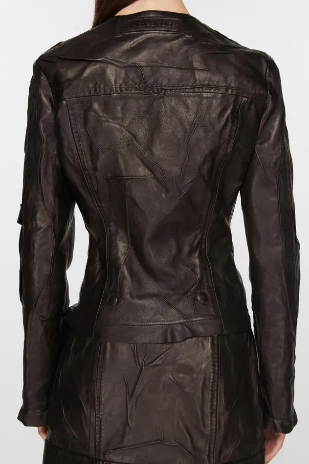Acne Studios Creased Leather Jacket Black Women Outerwear