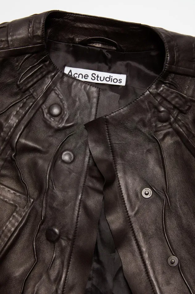 Acne Studios Creased Leather Jacket Black Women Outerwear