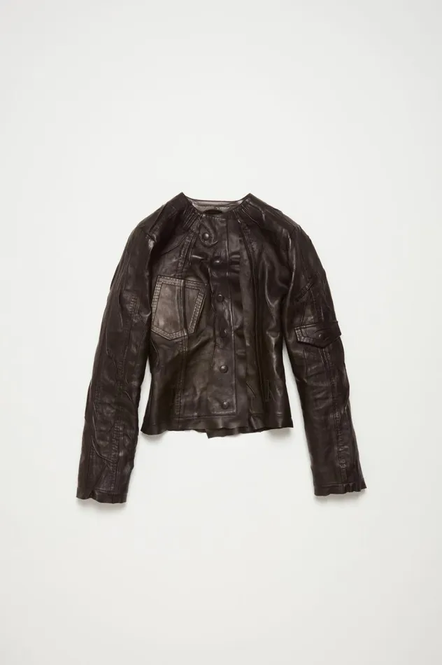 Acne Studios Creased Leather Jacket Black Women Outerwear