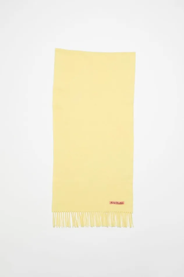 Acne Studios Fringe Wool Scarf 8211 Narrow Vanilla Yellow Women Scarves