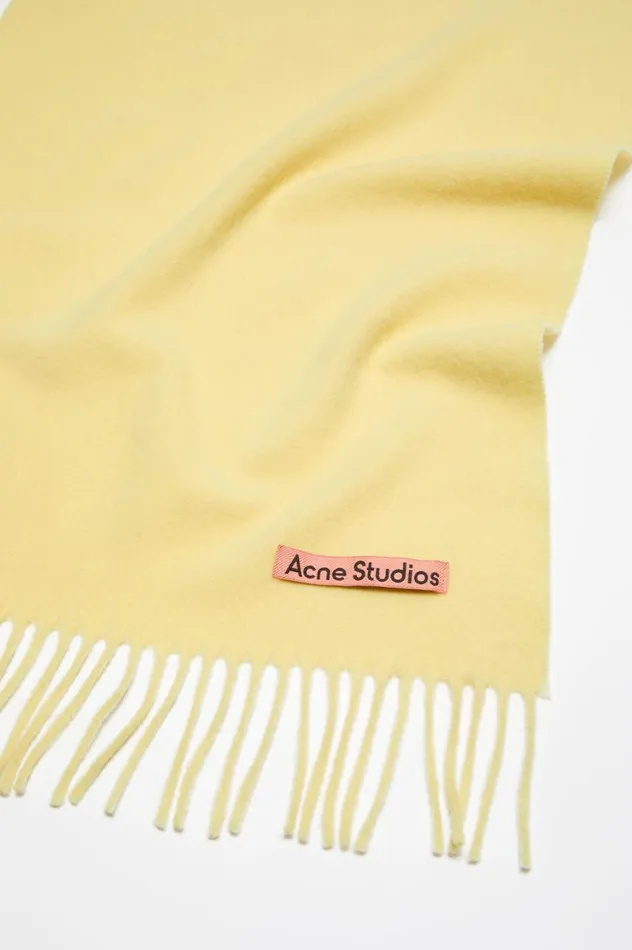 Acne Studios Fringe Wool Scarf 8211 Narrow Vanilla Yellow Women Scarves