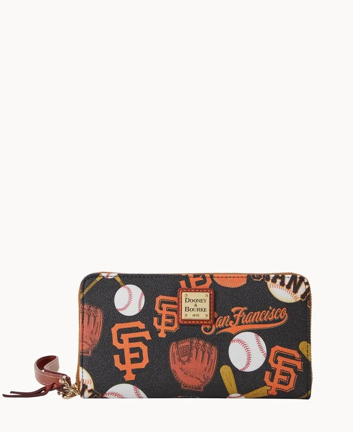 Dooney and Bourke Wallets MLB Giants Large Zip Around Wristlet Giants 8211 WomenMen