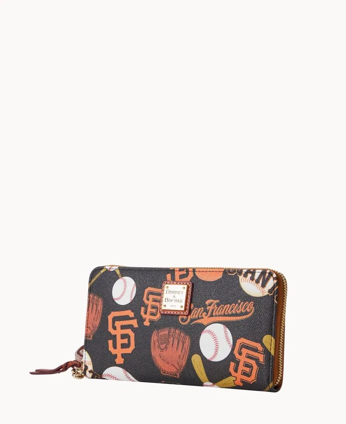 Dooney and Bourke Wallets MLB Giants Large Zip Around Wristlet Giants 8211 WomenMen