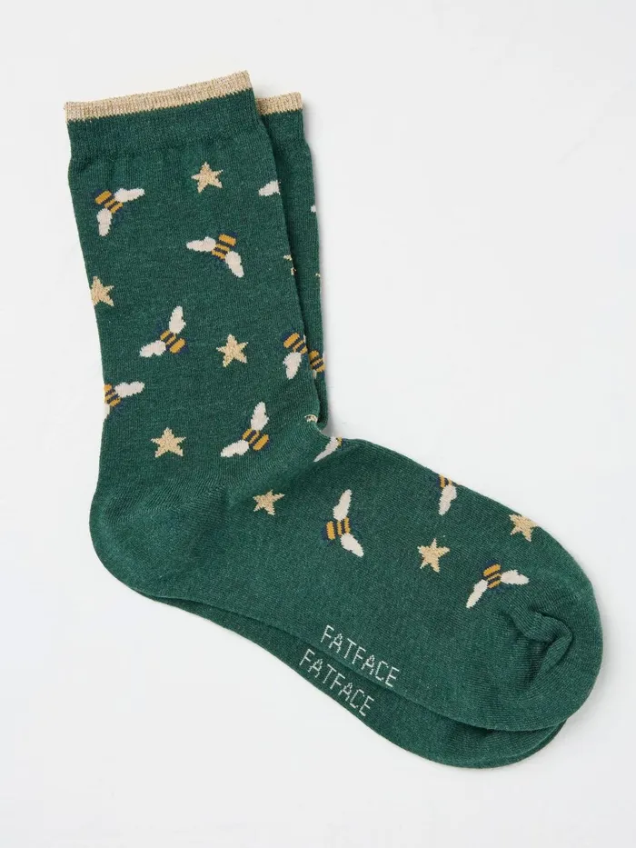 Fat Face Socks and Tights Green Bee Socks 1 Pack Size 47 8211 Women