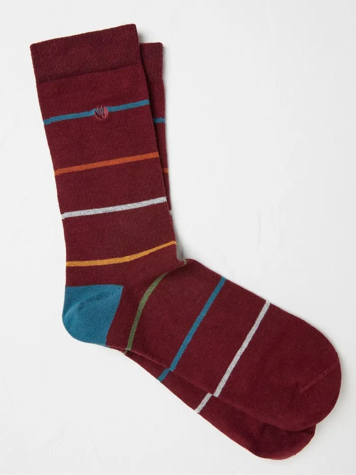 Fat Face Socks Burgundy Red Stripe Socks 1 Pack 8211 Men