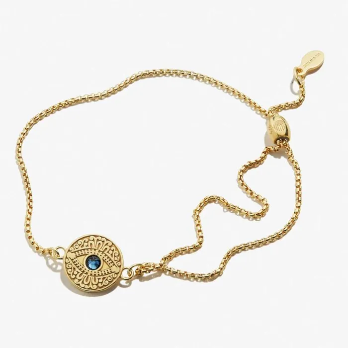Fine Jewelry Women Alex And Ani Evil Eye Crystal Pull Chain Bracelet Sterling Silver