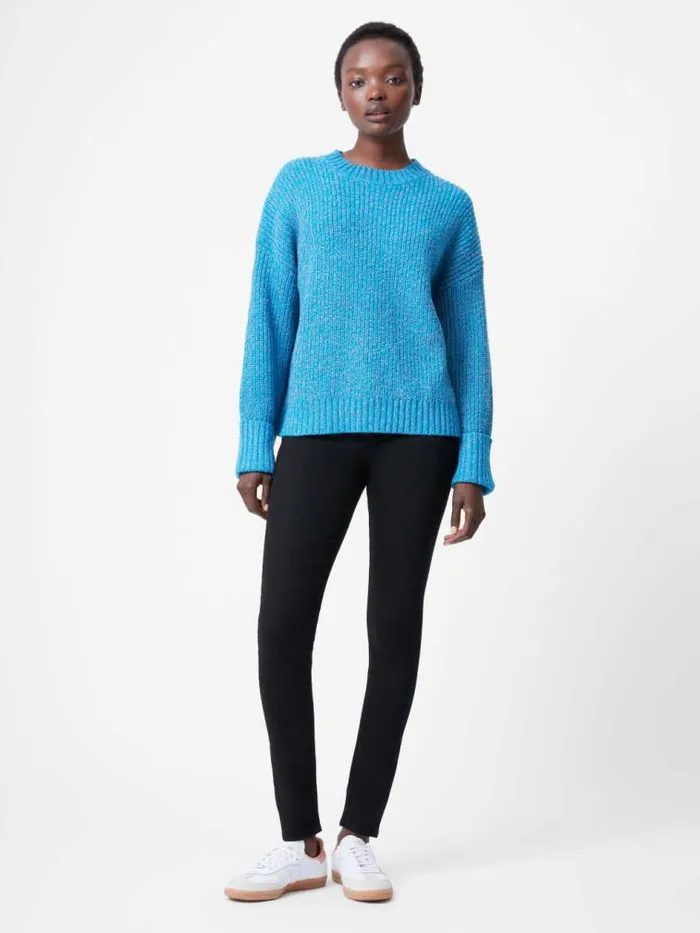 French Connection Fisherman Crew Neck Jumper Blue Jewel Women Jumpers and Cardigans