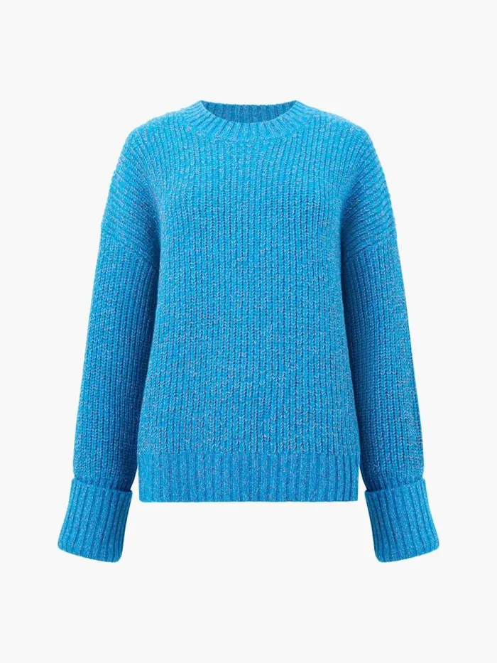 French Connection Fisherman Crew Neck Jumper Blue Jewel Women Jumpers and Cardigans