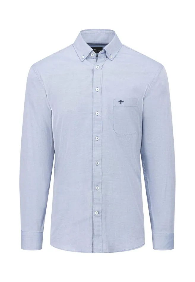 FYNCHHATTON Cotton Shirt With A Buttondown Collar Soft Bluenavycloud Bluewhite Men Shirts