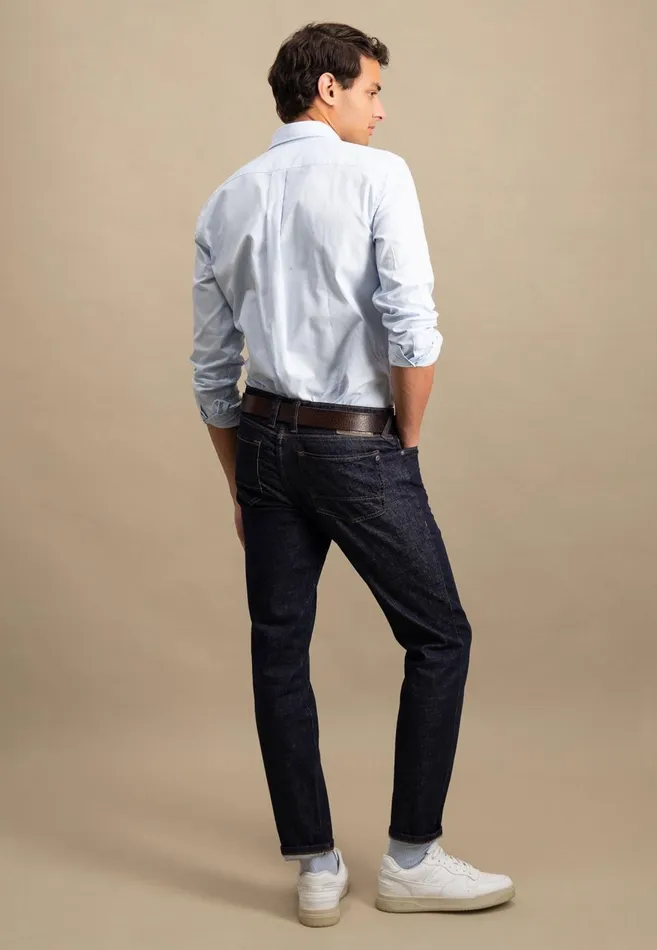 FYNCHHATTON Cotton Shirt With A Buttondown Collar Soft Bluenavycloud Bluewhite Men Shirts