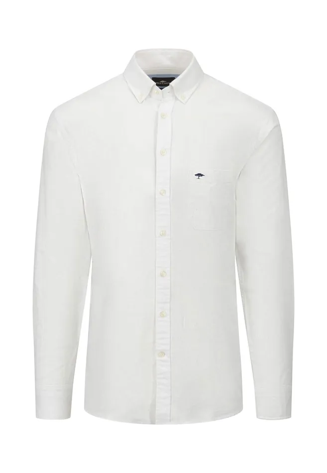 FYNCHHATTON Cotton Shirt With A Buttondown Collar Soft Bluenavycloud Bluewhite Men Shirts