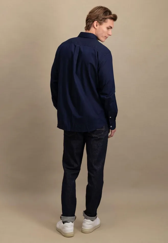 FYNCHHATTON Cotton Shirt With A Buttondown Collar Soft Bluenavycloud Bluewhite Men Shirts