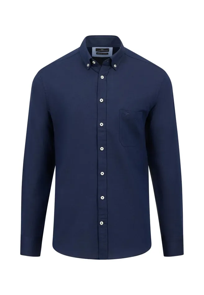 FYNCHHATTON Cotton Shirt With A Buttondown Collar Soft Bluenavycloud Bluewhite Men Shirts