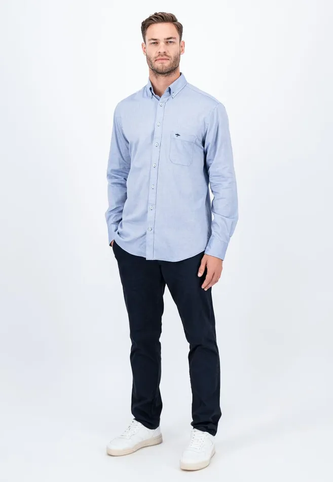FYNCHHATTON Cotton Shirt With A Buttondown Collar Soft Bluenavycloud Bluewhite Men Shirts