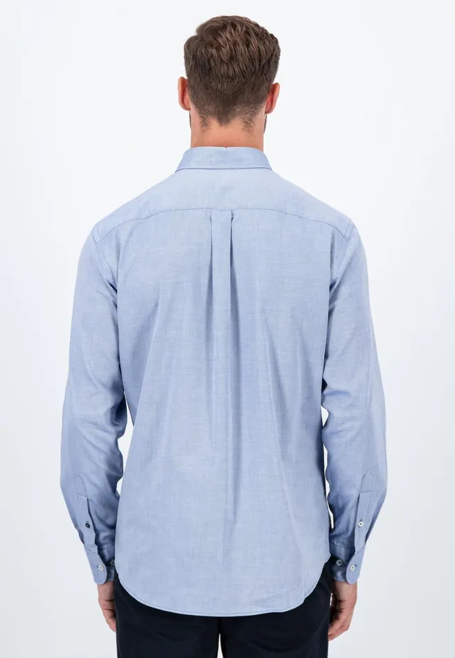 FYNCHHATTON Cotton Shirt With A Buttondown Collar Soft Bluenavycloud Bluewhite Men Shirts