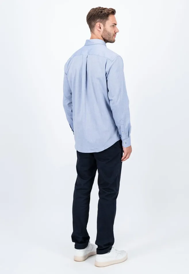 FYNCHHATTON Cotton Shirt With A Buttondown Collar Soft Bluenavycloud Bluewhite Men Shirts