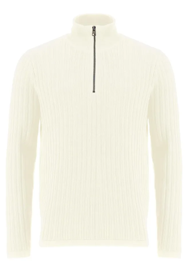 FYNCHHATTON Plus Size Troyer With Coarse Rib Knit Pattern Offwhitenavy Men Sweater FYNCHHATTON Plus Size Troyer With Coarse Rib Knit Pattern Offwhitenavy Men Sweater