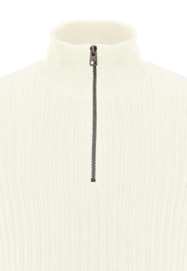 FYNCHHATTON Plus Size Troyer With Coarse Rib Knit Pattern Offwhitenavy Men Sweater FYNCHHATTON Plus Size Troyer With Coarse Rib Knit Pattern Offwhitenavy Men Sweater