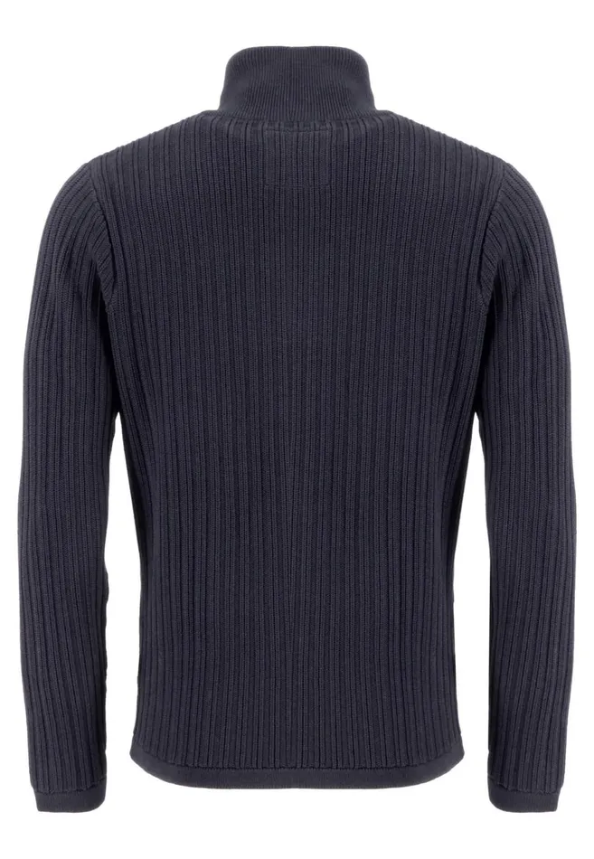 FYNCHHATTON Plus Size Troyer With Coarse Rib Knit Pattern Offwhitenavy Men Sweater FYNCHHATTON Plus Size Troyer With Coarse Rib Knit Pattern Offwhitenavy Men Sweater