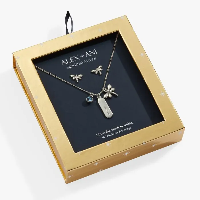 Jewelry Sets Women Alex And Ani Wisdom Crystal And Dragonfly Charm Necklace And Earring Set Silver