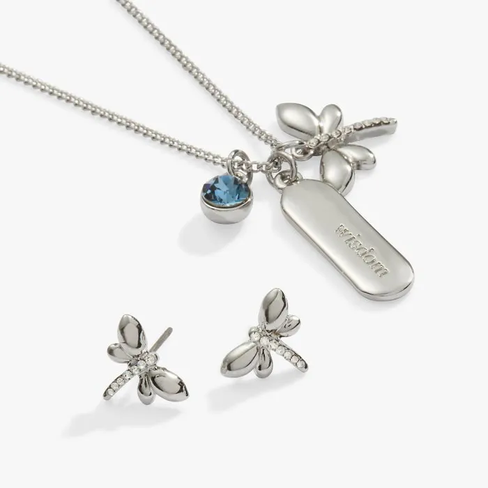 Jewelry Sets Women Alex And Ani Wisdom Crystal And Dragonfly Charm Necklace And Earring Set Silver