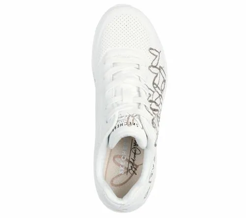 JGoldcrown Uno 8211 Golden Heart White Rose Gold Women SKECHERS Lace Up