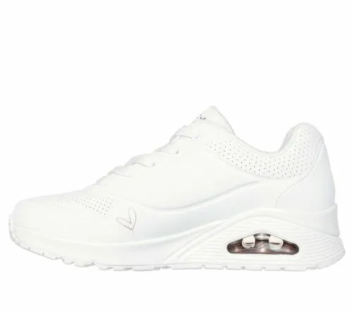 JGoldcrown Uno 8211 Golden Heart White Rose Gold Women SKECHERS Lace Up
