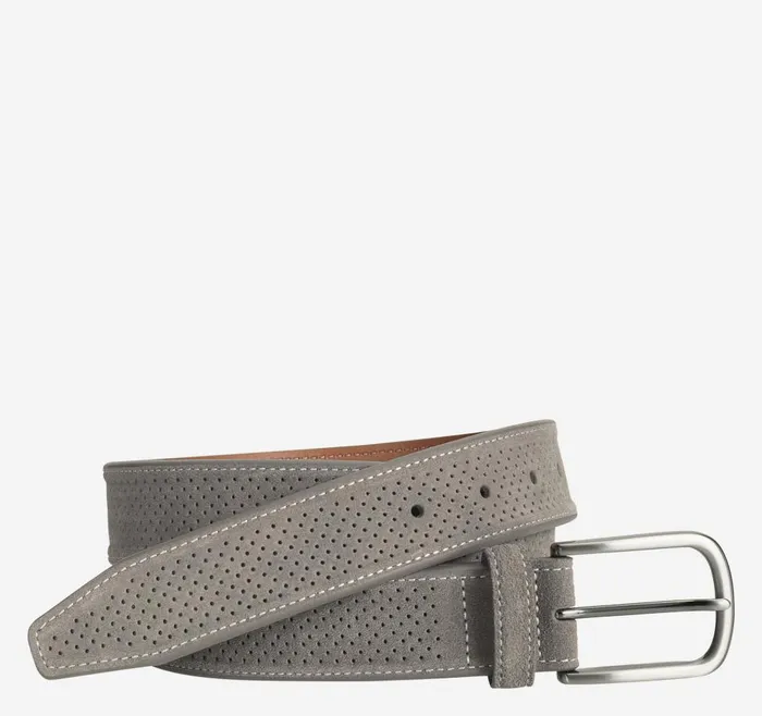 Johnston and Murphy Perfed Suede Belt Gray Men Belts