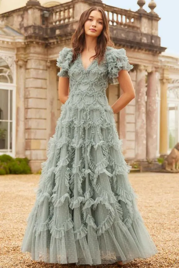 KIDSWomen Needle and Thread Amorette VNeck Gown Green