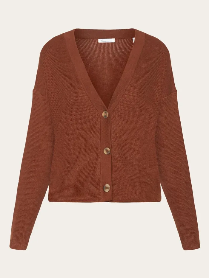 KnowledgeCotton Apparel Knits Loose Cotton Racking Stitch Cardigan Gotsvegan 8211 Women