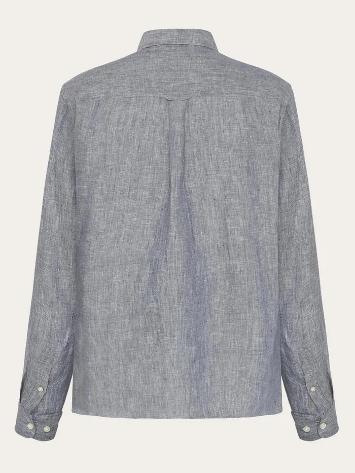 KnowledgeCotton Apparel Shirts Custom Fit Linen Shirt Vintage Indigo 8211 Men