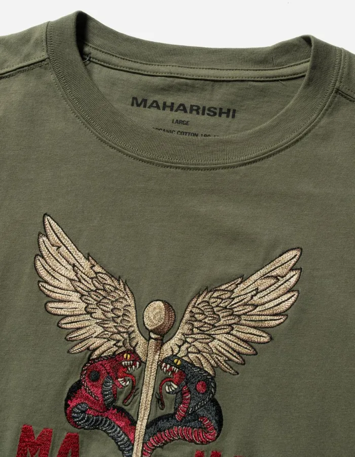 Maharishi Short Sleeve TShirts 6012 Caduceus Monk TShirt Olive OG107F 8211 Men