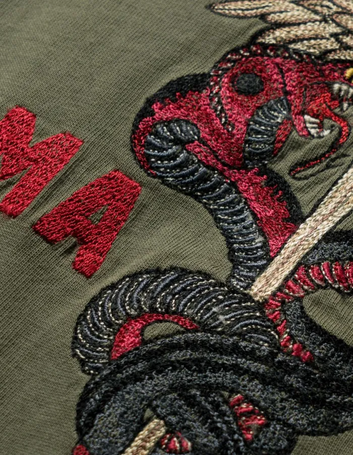 Maharishi Short Sleeve TShirts 6012 Caduceus Monk TShirt Olive OG107F 8211 Men