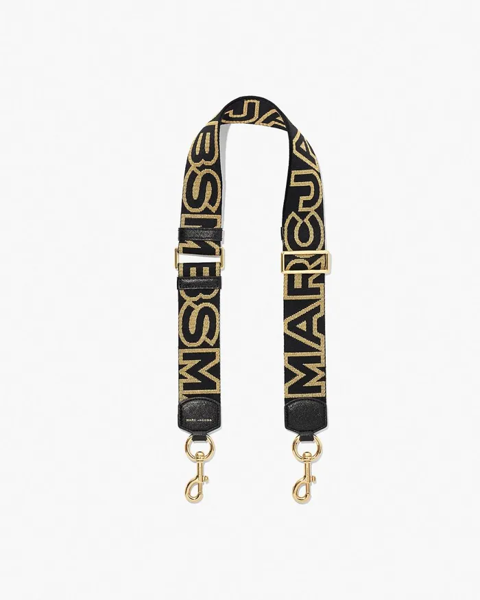 Marc Jacobs Straps The Outline Logo Webbing Strap Blackgold 8211 Women