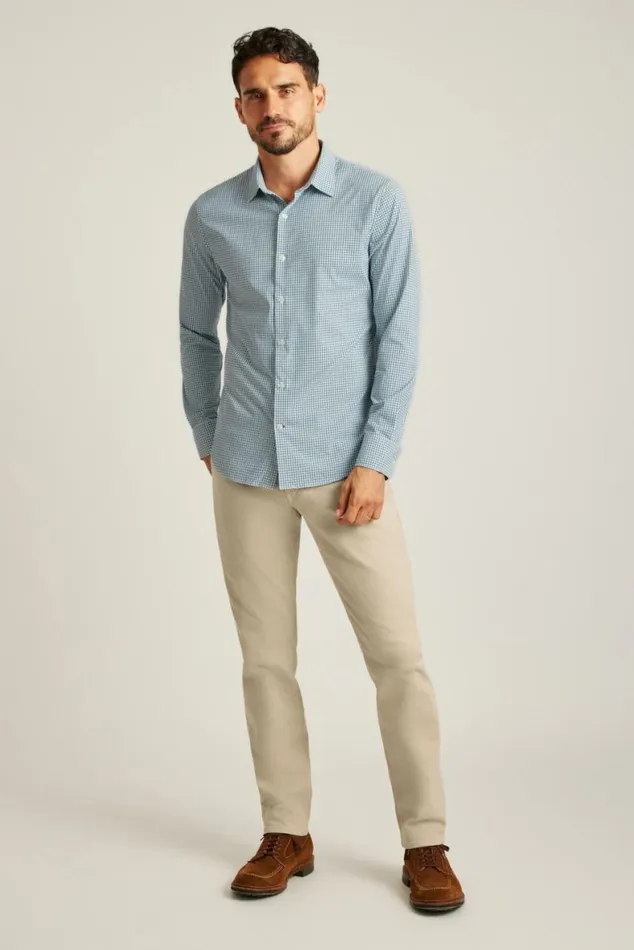 Men Tech Button Down Shirt Blue Hughes Check Bonobos Business Casual Shirts