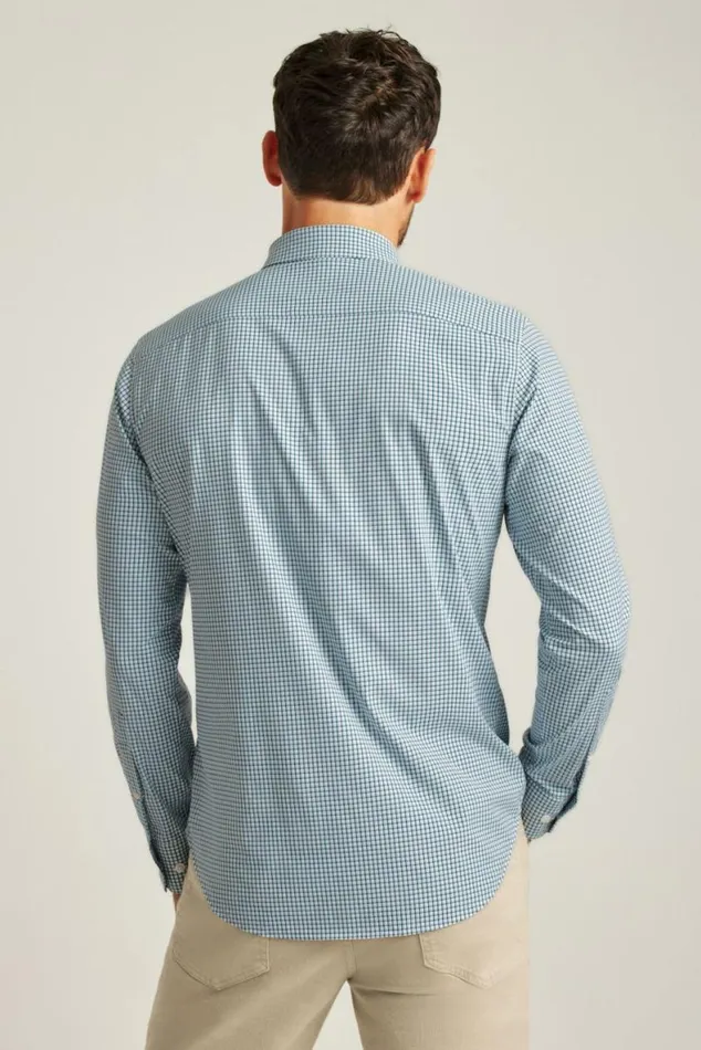 Men Tech Button Down Shirt Blue Hughes Check Bonobos Business Casual Shirts