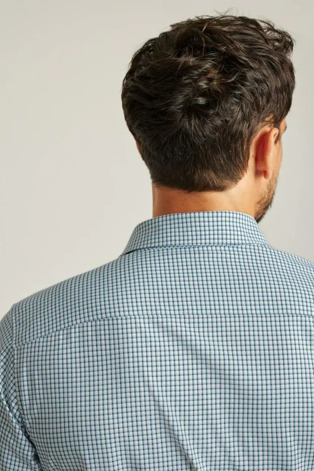 Men Tech Button Down Shirt Blue Hughes Check Bonobos Business Casual Shirts