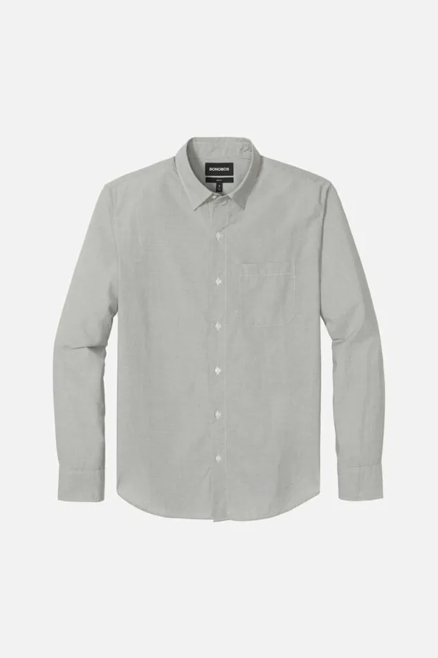 Men Washed ButtonDown Shirt Grey End On End Bonobos Casual Shirts