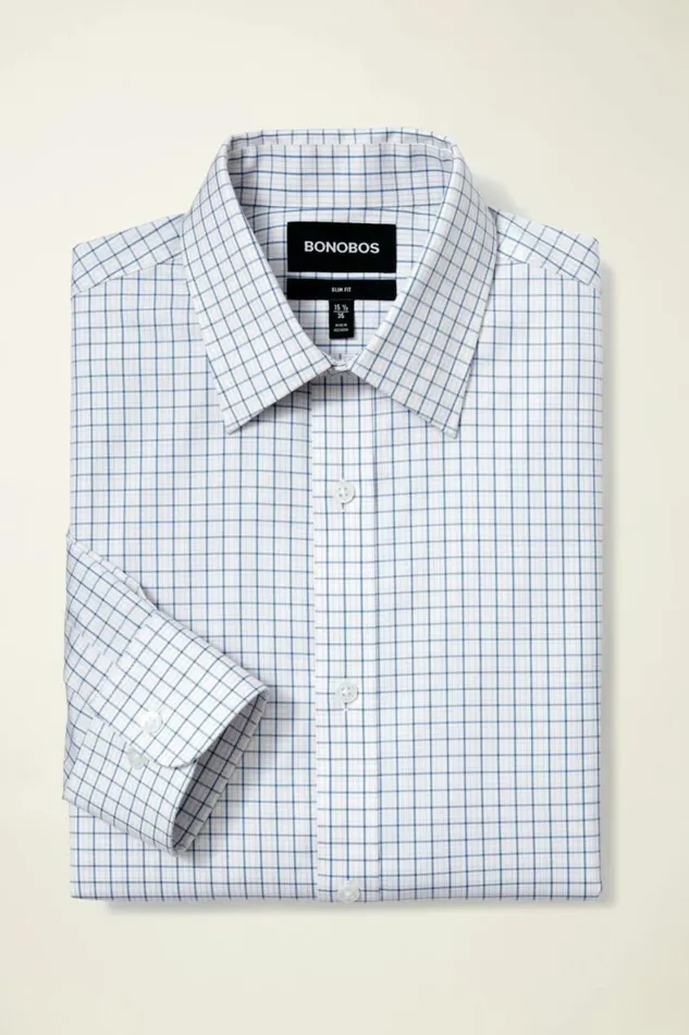 Men Weekday Warrior Dress Shirt Blue Pink Plaid Bonobos Business Casual Shirts