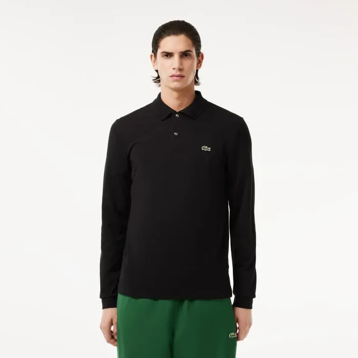 Polos Men Lacoste Men039s Long Sleeve Cotton Polo Black 031