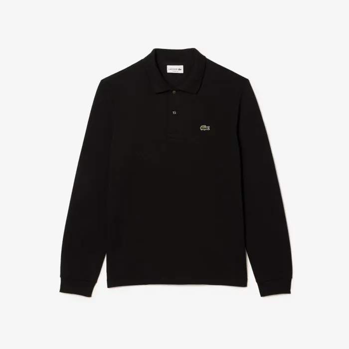 Polos Men Lacoste Men039s Long Sleeve Cotton Polo Black 031