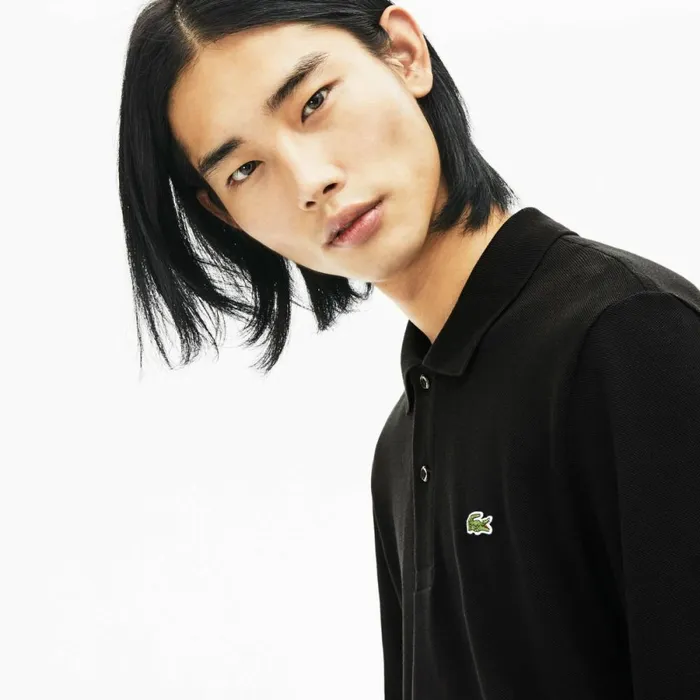 Polos Men Lacoste Men039s Long Sleeve Cotton Polo Black 031