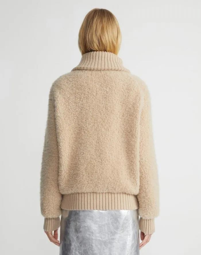Ready To Wear Camel HairSilk Boucl Collared Cardigan Natural Lafayette 148 New York Sweaters and Knits