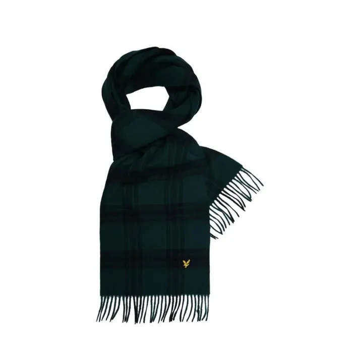 RWandCO Hats Gloves and Scarves Lyle and Scott 8211 Checked Lambswool Scarf Dark Green 8211 Men