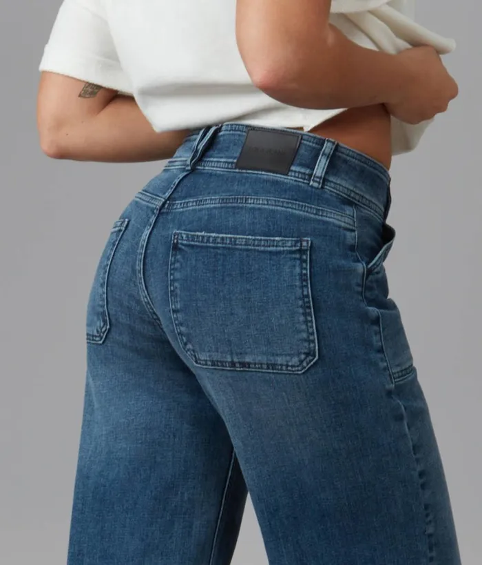 RWandCO Jeans Lola Jeans NOVADIS Mid Rise Wide Leg Jeans Medium Blue 8211 Women