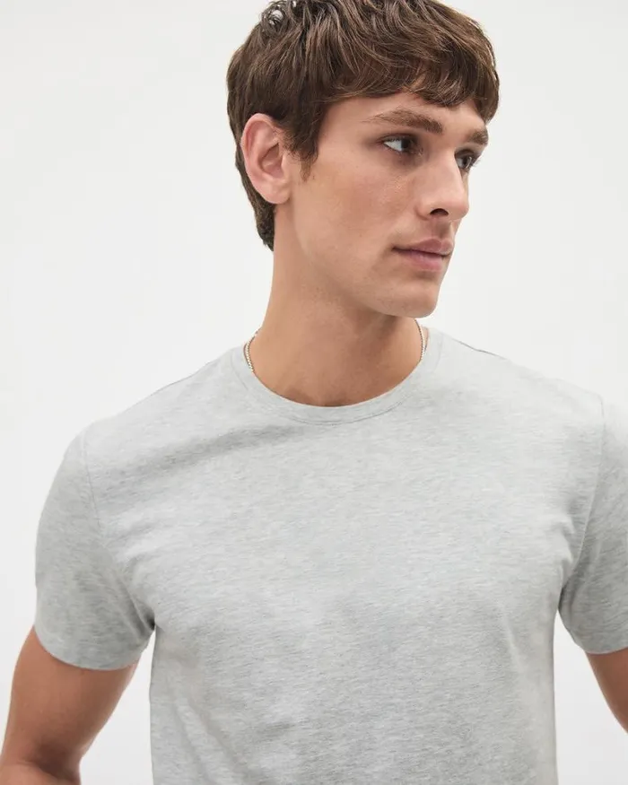 RWandCO TShirts Supima Cotton R CrewNeck TShirt Light Grey 8211 Men