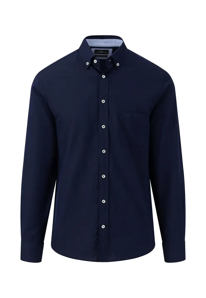 Sale Men FYNCHHATTON Stylish Shirt Made Of Structured Cotton Navywhitesummer Breeze