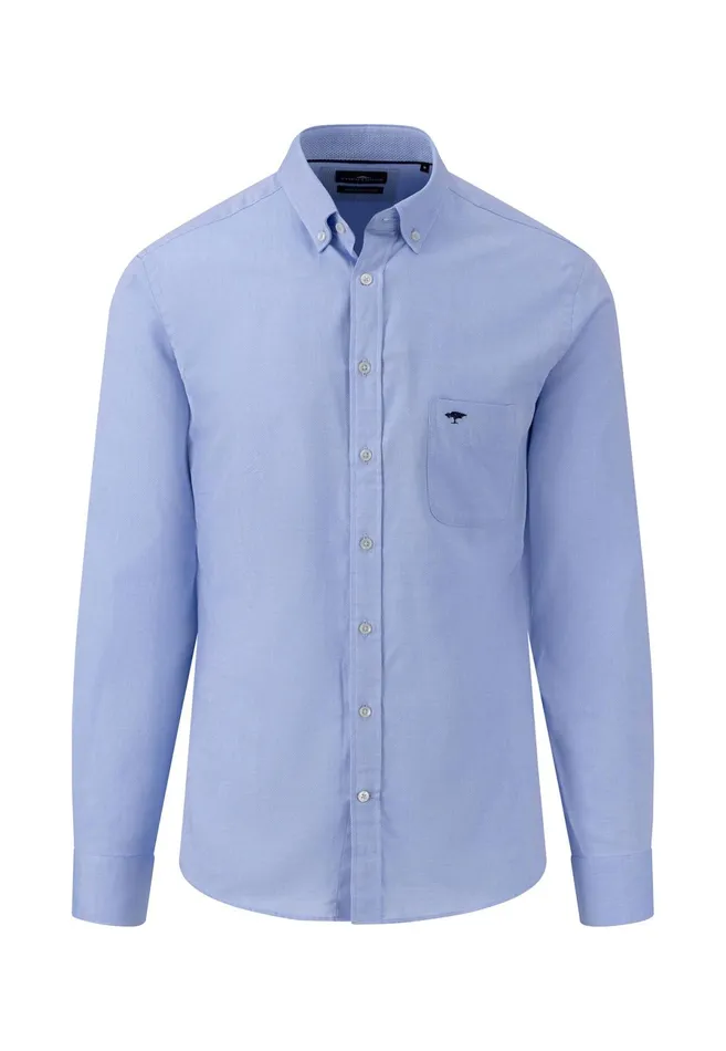 Sale Men FYNCHHATTON Stylish Shirt Made Of Structured Cotton Navywhitesummer Breeze