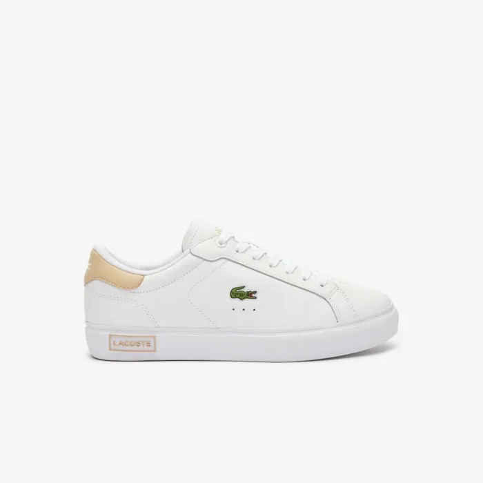 Sneakers Women Lacoste Women039s Powercourt Logo Tongue Leather Sneakers Whtlt Brw 2j8